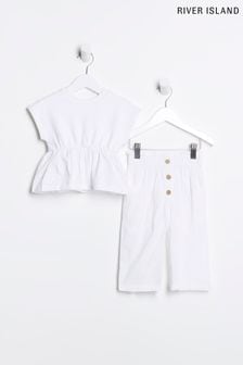 Белый комплект для девочек с вышивкой ришелье River Island (D78073) | €19