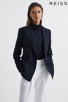 Reiss Navy Larsson Double Breasted Twill Blazer (D78230) | 144,990 Ft