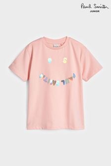 Paul Smith Junior Short Sleeve Holographic 'Happy' Design T-Shirt (D78286) | AED266