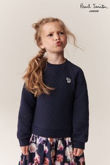 Paul Smith Junior Mädchen Kleid mit Sweatshirt, Zebralogo und Blumenmuster, Marineblau (D78293) | 78 €