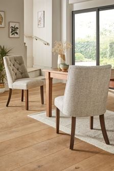Set of 2 Chunky Weave Mid Natural Wolton Collection Luxe Dark Wood Leg Dining Chairs (D78340) | €440