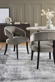 Set of 2 Soft Velvet Mid Grey Remi Arm Dining Chairs (D78341) | €415