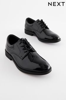 Черный - Кожаные лакированные туфли на шнуровке (D78380) | 22 780 тг - 26 130 тг