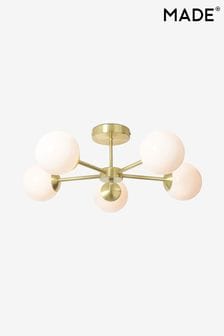 MADE.COM Brass/Opal Globe Large 5 Light Flush Ceiling Light (D78399) | 213 €