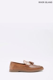River Island Brown Weave Leather Loafers (D78525) | 46 €