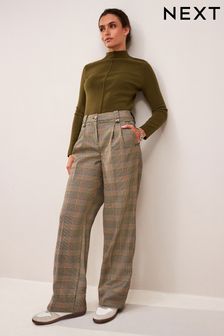 Neutral Check Tailored Wide Trousers (D78546) | €17