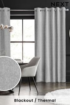 Light Grey Next Heavyweight Chenille Eyelet Blackout/Thermal Curtains (D78558) | $123 - $290