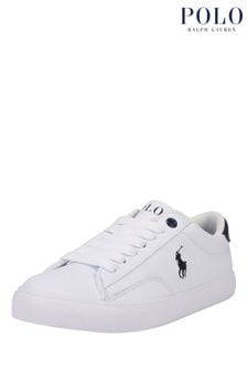 Polo Ralph Lauren White and Navy Blue Theron V Logo Trainers