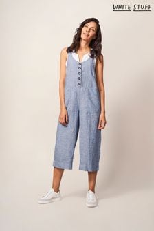 White Stuff Blue Viola 100% Linen Dungarees (D78741) | $137