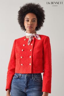 LK Bennett Red Saskia Tweed Jacket (D78774) | €458