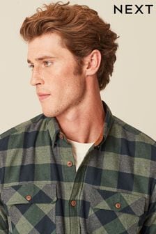 Green/Blue Twin Pocket Check Long Sleeve Shirt (D78818) | €22