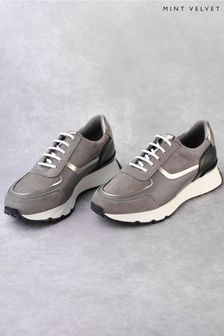 Mint Velvet Grey Nala Leather Trainers (D78823) | $180