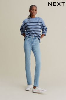 Mid Blue Power Stretch Slim Denim Jeans (D78835) | $60