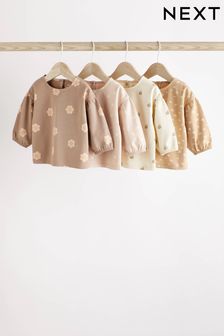 巧克力棕色/粉色通體印花 - 嬰兒服飾長袖上衣4件裝 (D78847) | HK$166 - HK$183