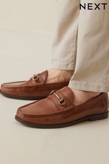 Tan Brown Leather Snaffle Loafers (D78850) | 134 zł
