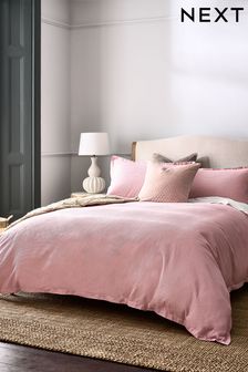 Pink Waffle Duvet Cover and Pillowcase Set (D78859) | 47 € - 87 €