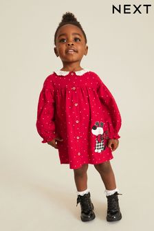 Červené s bodkami a aplikáciou psa - Šaty s čipkovým golierom (3 mes. – 8 rok.) (D78886) | €25 - €33