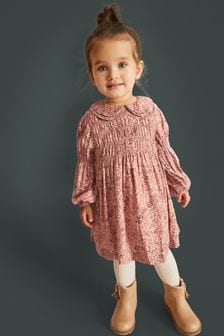 Pink Printed Shirred Dress (3mths-8yrs) (D78888) | €14 - €17