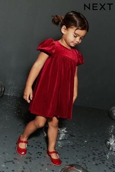 Rot - Partykleid aus Samt mit Puffärmeln (3 Monate bis 10 Jahre) (D78905) | 12 € - 16 €