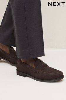 Brown Suede Saddle Loafers (D78913) | $79