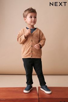 Tan Brown/Navy Blue Jersey Cardigan And Joggers 3 Piece Set (3mths-7yrs) (D78955) | TRY 690 - TRY 805
