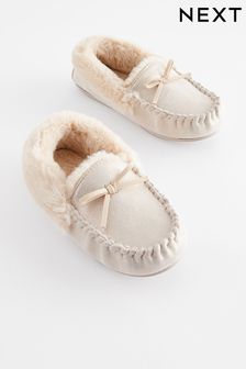 Champagne Gold Warm Lined Moccasin Slippers (D78985) | €23 - €28