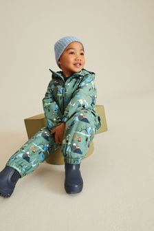 Sage Green Woodland Waterproof Warm Padded Puddlesuit (3mths-7yrs) (D79006) | ₪ 93 - ₪ 109