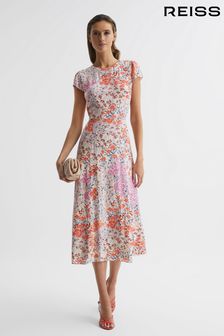 Платье с короткими рукавами и цветочным принтом Reiss Luna (D79048) | €249