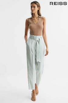 Reiss Mint Mylie Tapered High Rise Trousers (D79053) | 105,840 Ft