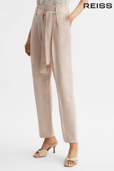 Reiss Neutral Mylie Tapered High Rise Trousers (D79054) | SGD 463