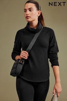Black Soft Touch Long Sleeve Cowl Neck Top (D79177) | $38