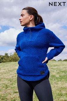 Albastru cobalt - Bluză de fleece cu fermoar scurt din fleece și blană sintetică model borg Outdoor Next Elements Hanorac (D79195) | 202 LEI