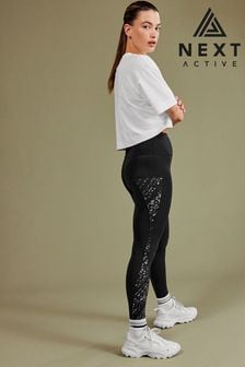 Black/White Active High Rise Sports Sculpting Leggings (D79198) | kr390