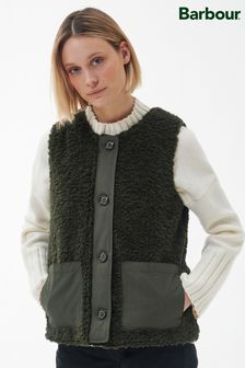 Barbour® Khaki Green ReEgineered Knitra Teddy Fleece Borg Liner Gilet (D79323) | €72