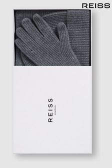 Reiss Charcoal Chesterfield Gs Merino Wool Hat, Scarf, and Gloves Set (D79472) | €225