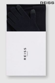 Темно-синий - Reiss комплект из мериносовой шапочки, шарфа и перчаток из мериносовой шерсти Chesterfield (D79473) | €225