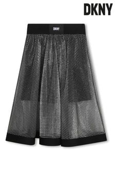 Серебристая двухслойная юбка с логотипом DKNY (D79515) | €44 - €53