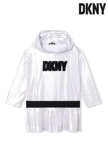 DKNY - Metallic zilverkleurige jurk met capuchon en logo (D79520) | €54 - €66