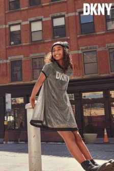 DKNY Silver 2-In-1 Layered Logo Dress