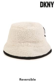 DNKY Logo Reversible Cream Borg Bucket Hat (D79523) | €25