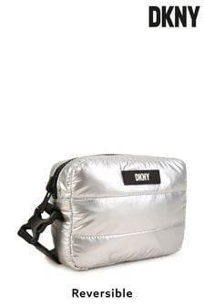 Czarno-srebrna torba dwustronna DKNY z logo (D79524) | 148 zł
