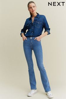 Mid Blue Low Rise Push-Up Bootcut Jeans (D79551) | $45