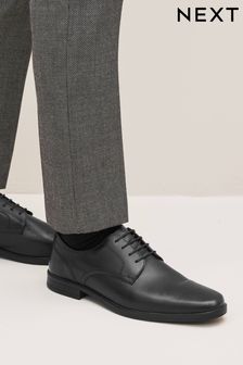 Black Wide Fit Leather Derby Shoes (D79555) | €58