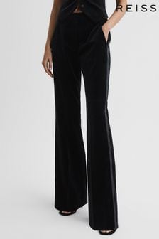 Reiss Black Opal Velvet Flared Suit Trousers (D79563) | OMR149