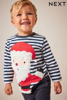 Темно-синий/Красный - Футболка с рождественским принтом и с длинными рукавами (3 мес.-7 лет) (D79622) | €10 - €13