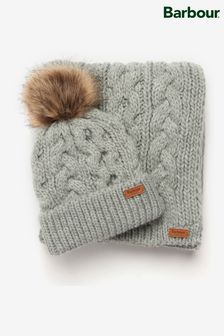 Barbour® Grey Penshaw Pom Beanie Hat And Scarf Gift Set (D79704) | €38