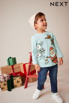 Gris Père Noël Friends - T-shirt de Noël à manches longues (3 mois - 7 ans) (D79728) | €5 - €7