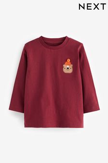 Berry Red Bear Long Sleeve Character T-Shirt (3mths-7yrs) (D79748) | €5 - €7