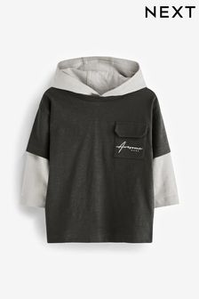 Schwarz - Langärmeliges Skater Jersey-Kapuzensweatshirt (3 Monate bis 7 Jahre) (D79755) | 11 € - 13 €