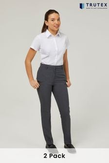 Trutex Girls 2 Pack Short Sleeve Fitted White School Shirts (D79765) | €26 - €31